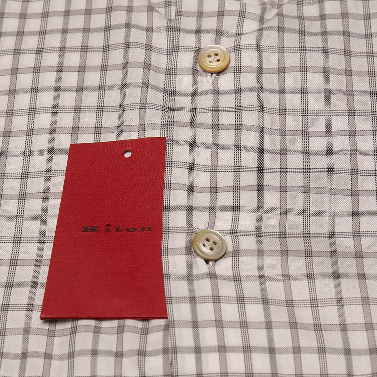 KITON Grey White Cotton Shirt