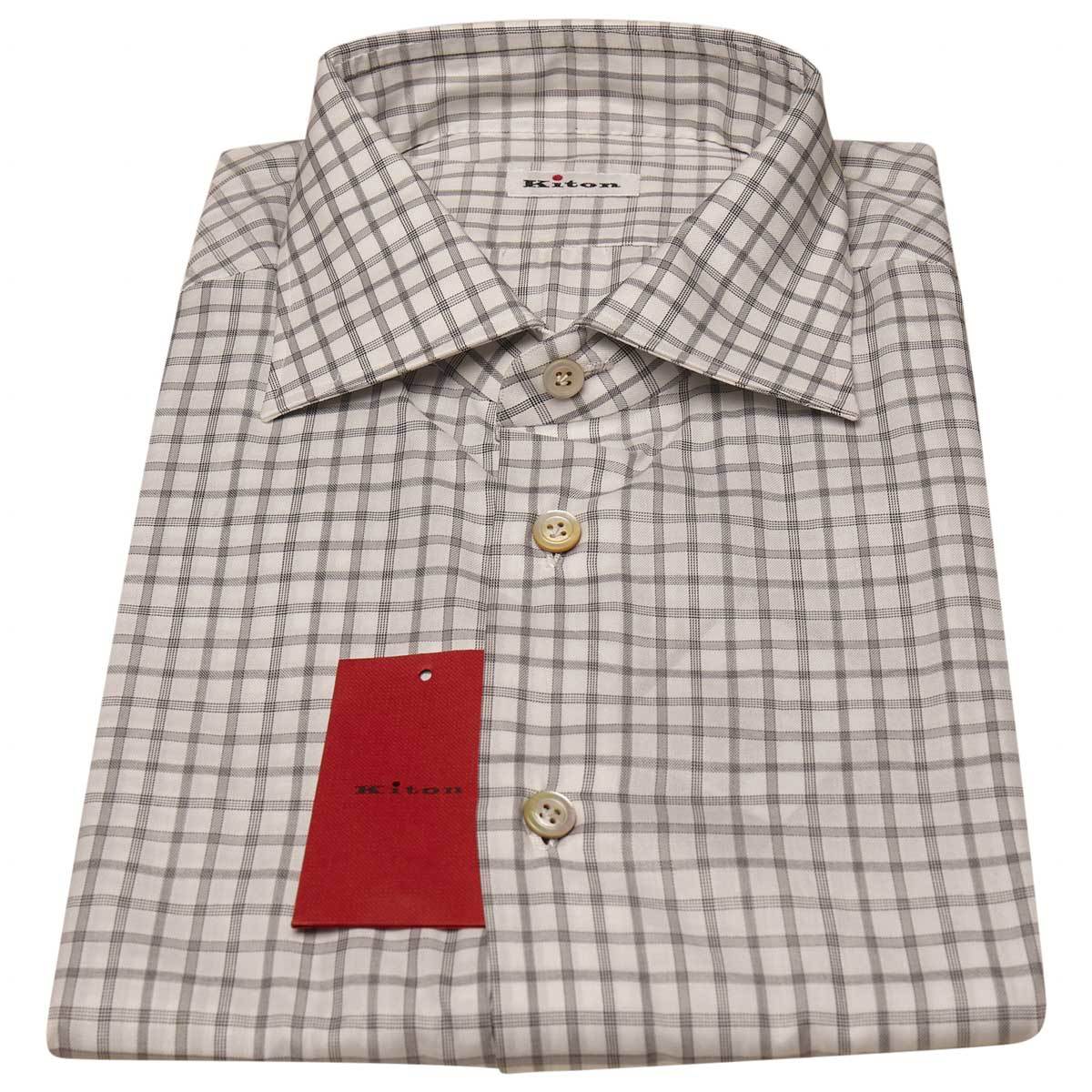 KITON Grey White Cotton Shirt