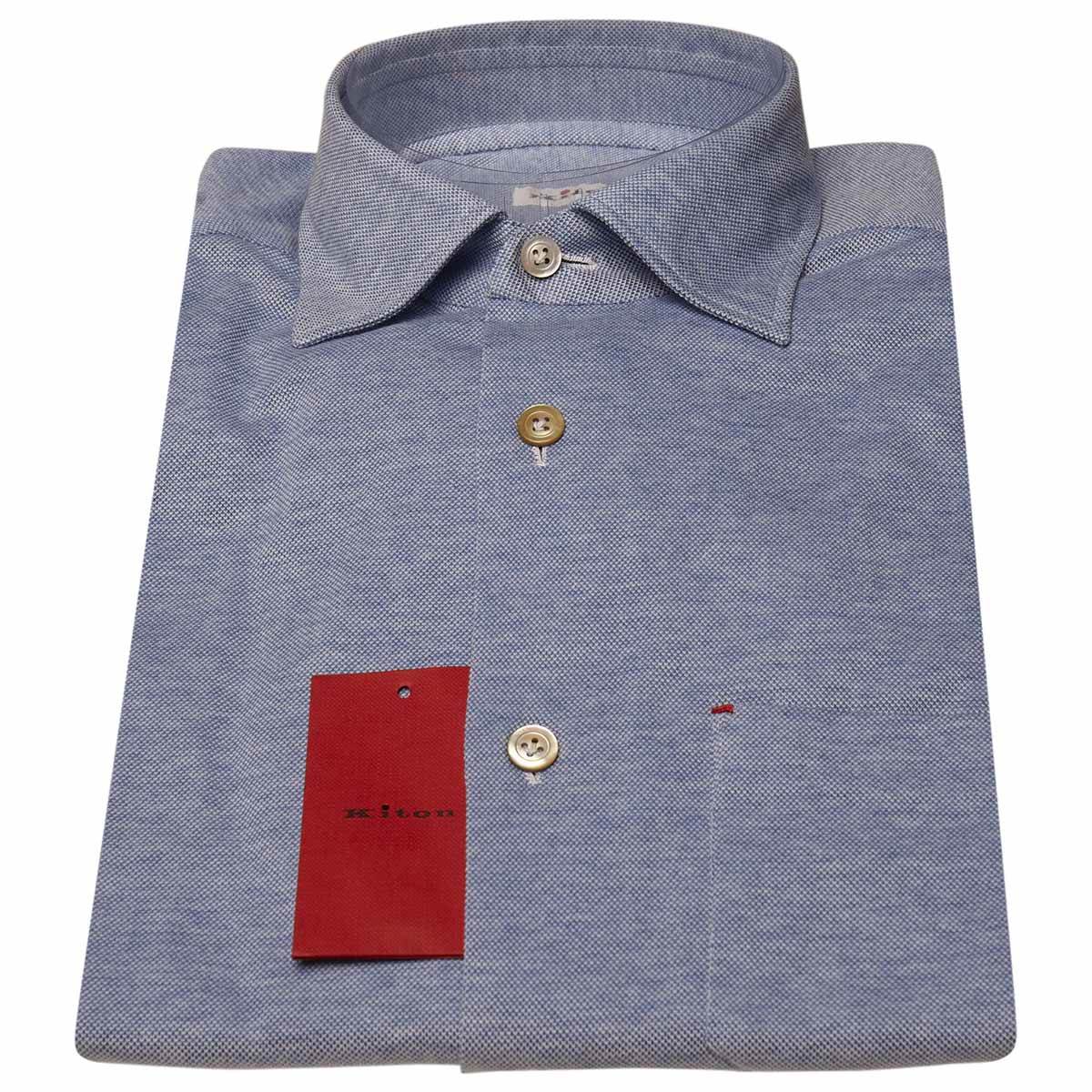 KITON Light Blue Cotton Shirt