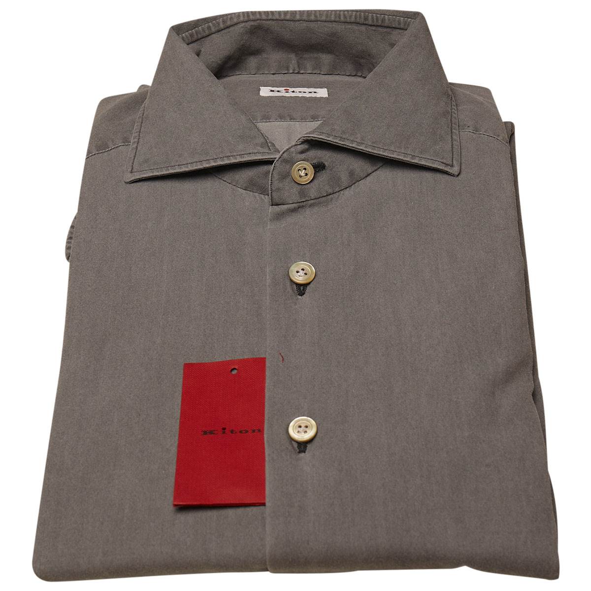 KITON Gray Cotton Shirt