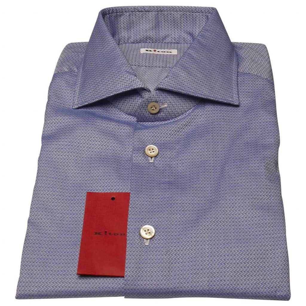 KITON Blue White Cotton Shirt