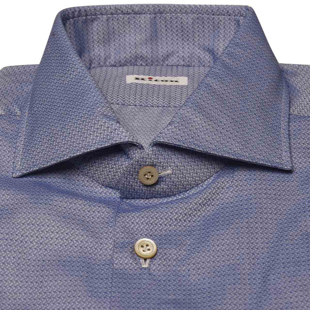 KITON Blue White Cotton Shirt