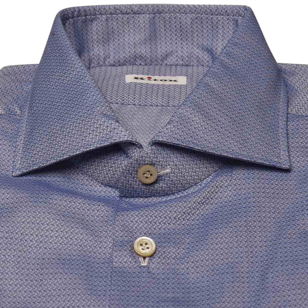 KITON Blue White Cotton Shirt