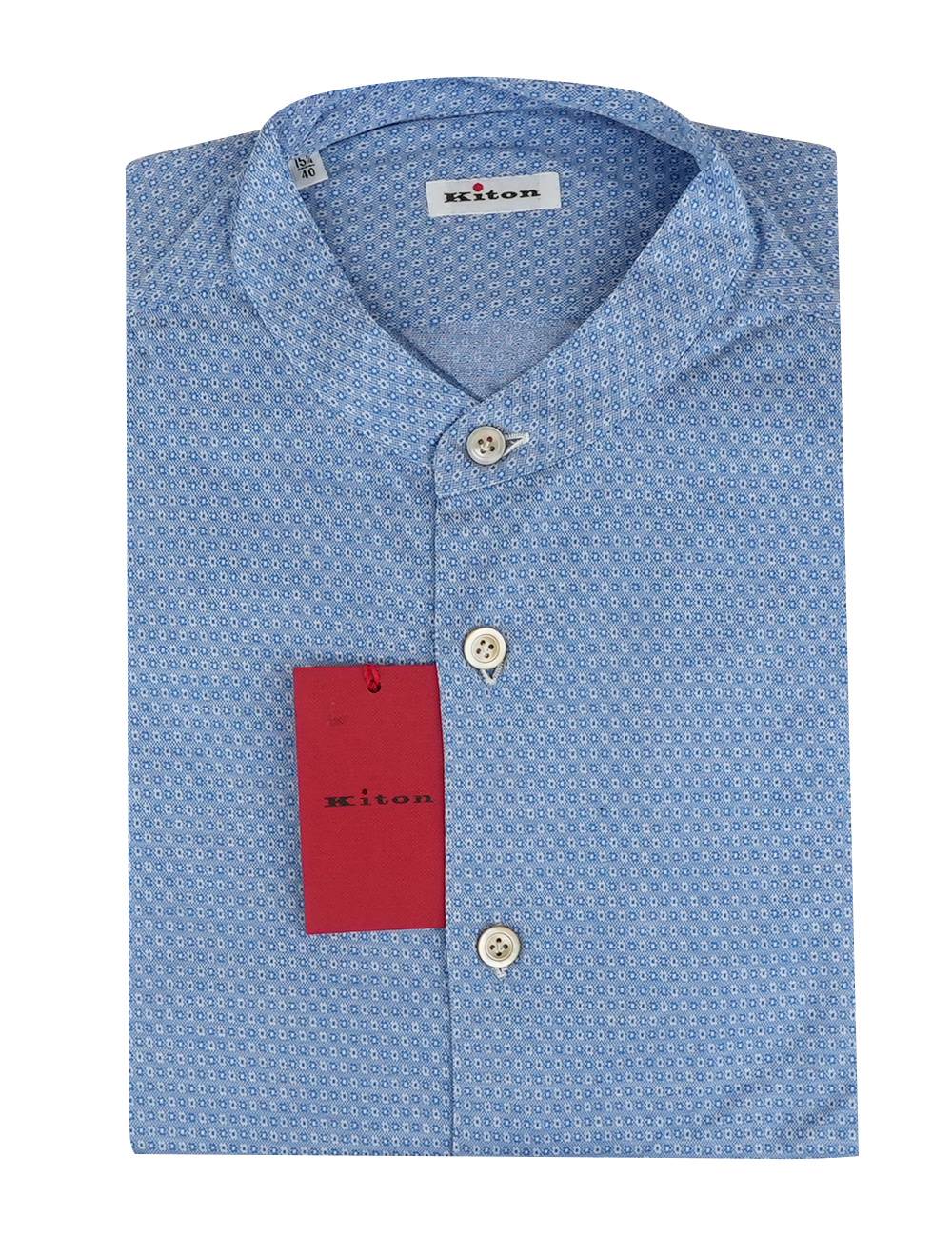 Kiton Kiton Blue White Cotton Shirt Blue / White 000