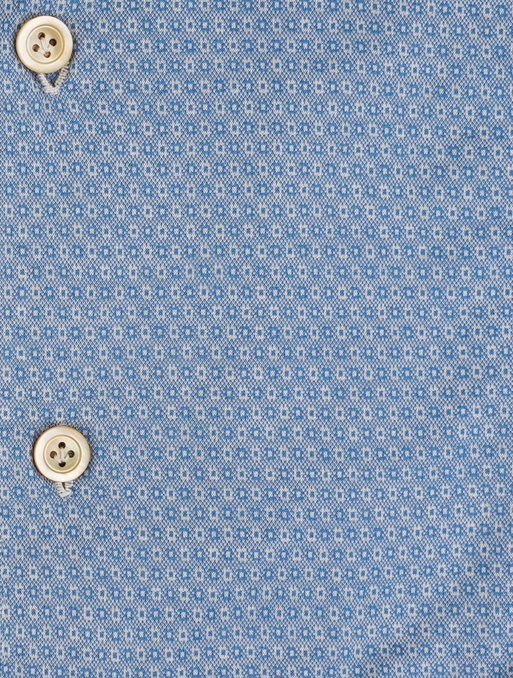 Kiton Blue White Cotton Shirt