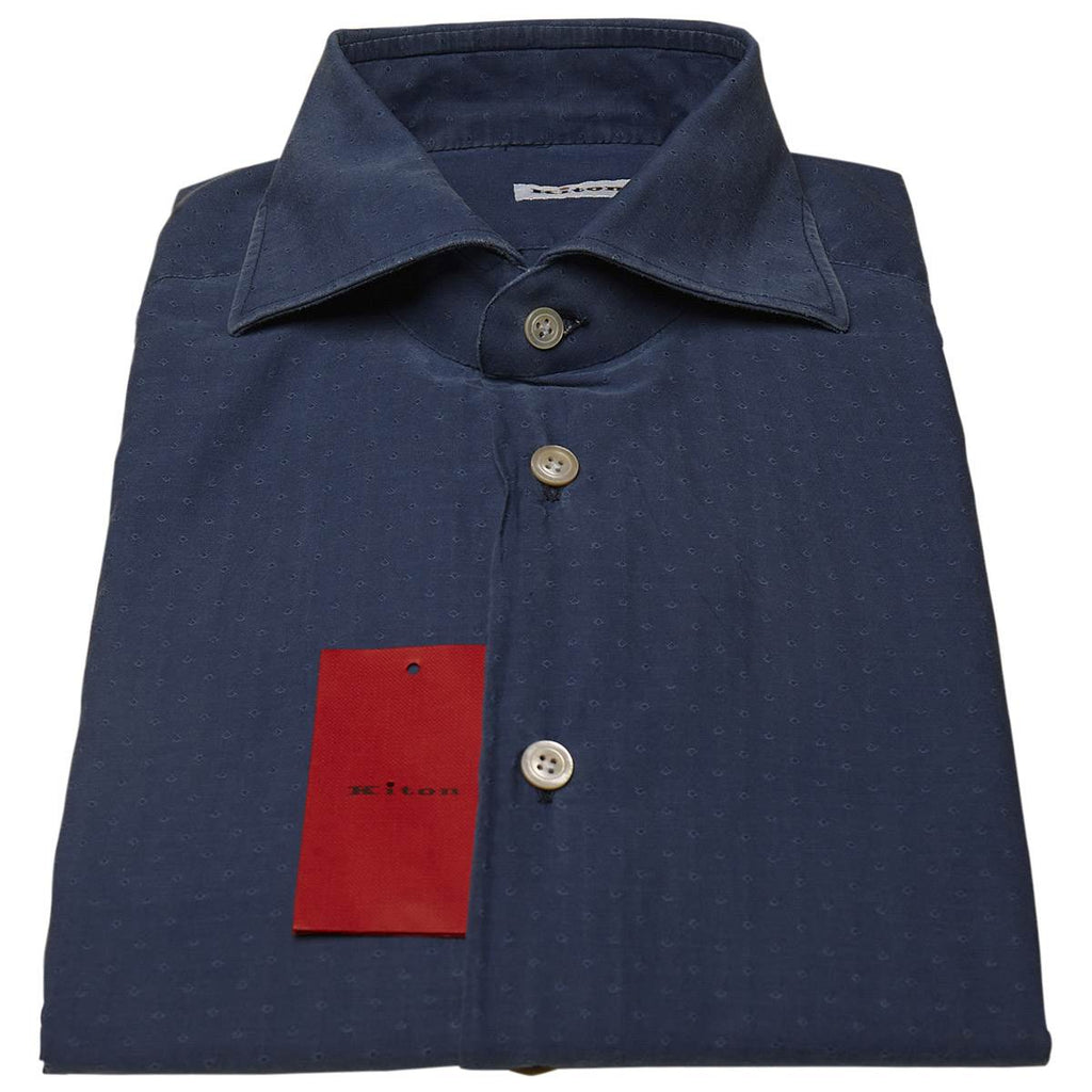 KITON Blue Cotton Shirt