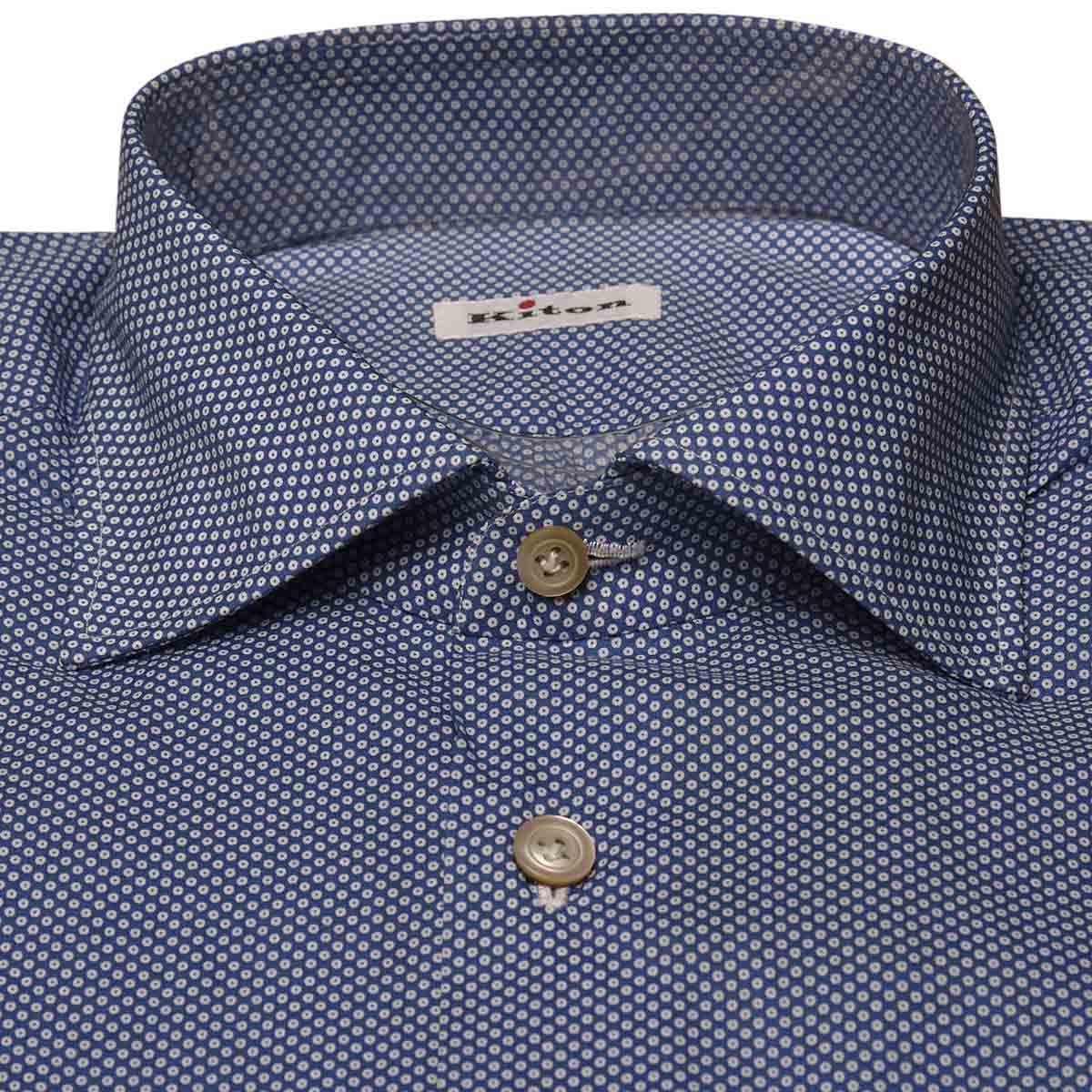 KITON Blue White Cotton Shirt