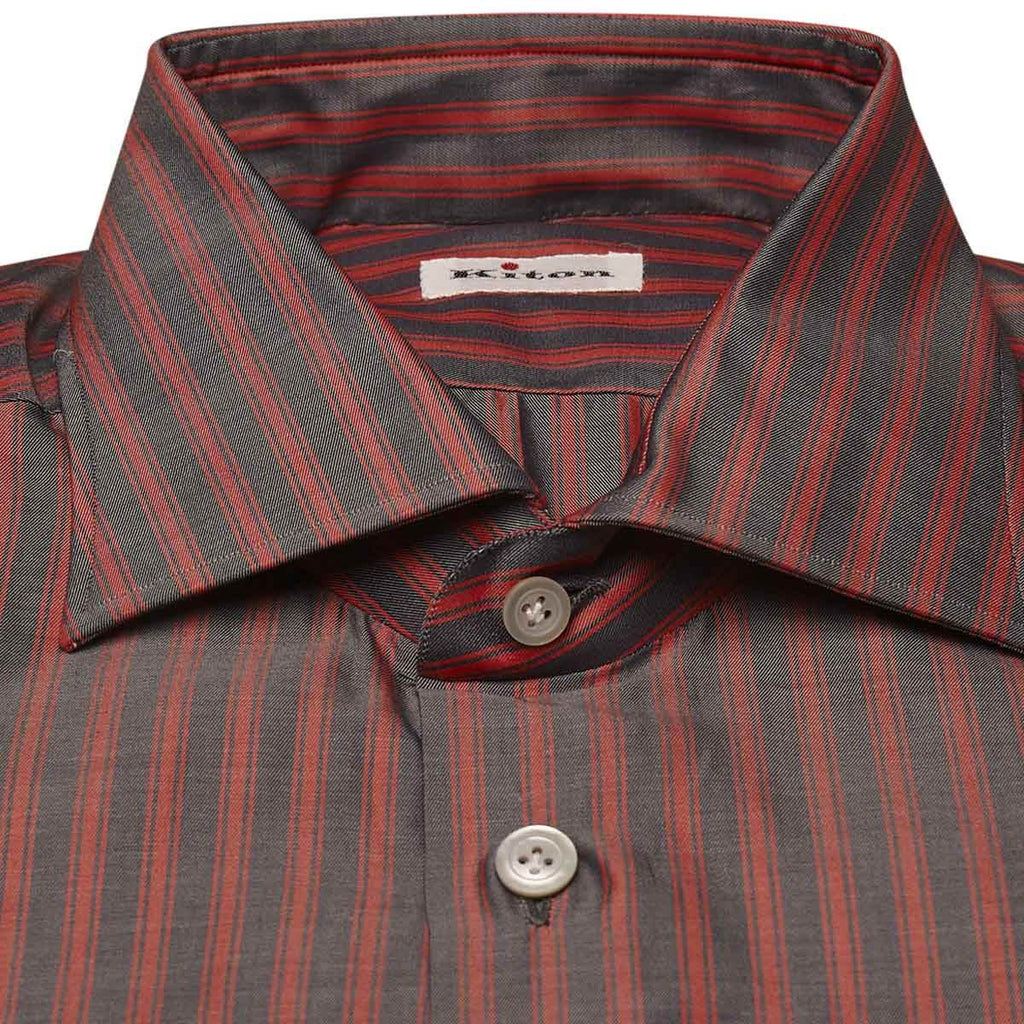Kiton KITON Gray Red Cotton Shirt Gray/Red 001