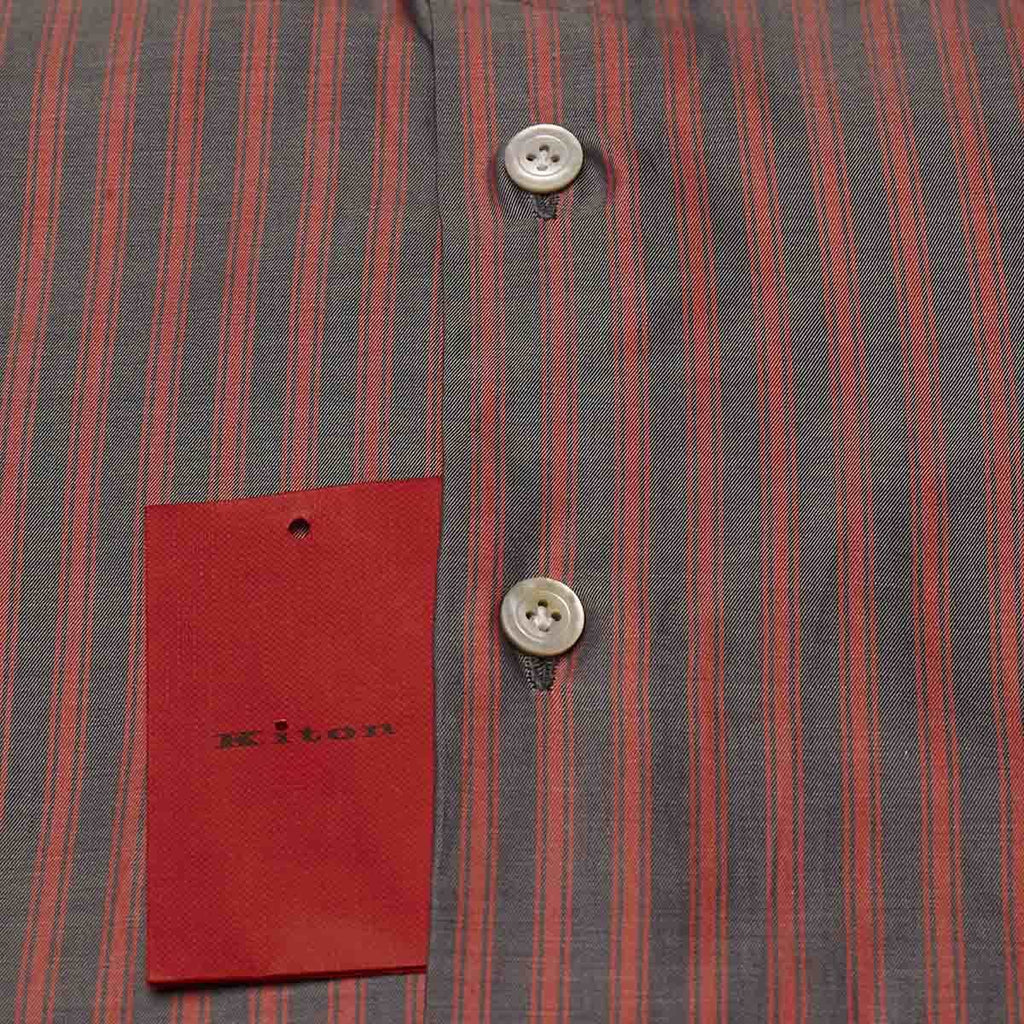 KITON Gray Red Cotton Shirt