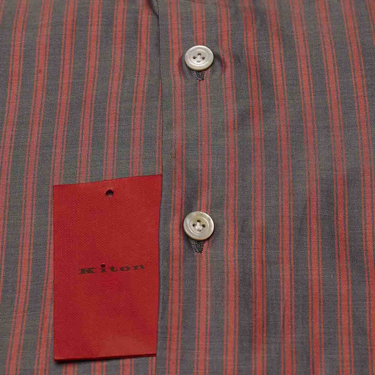 KITON Gray Red Cotton Shirt
