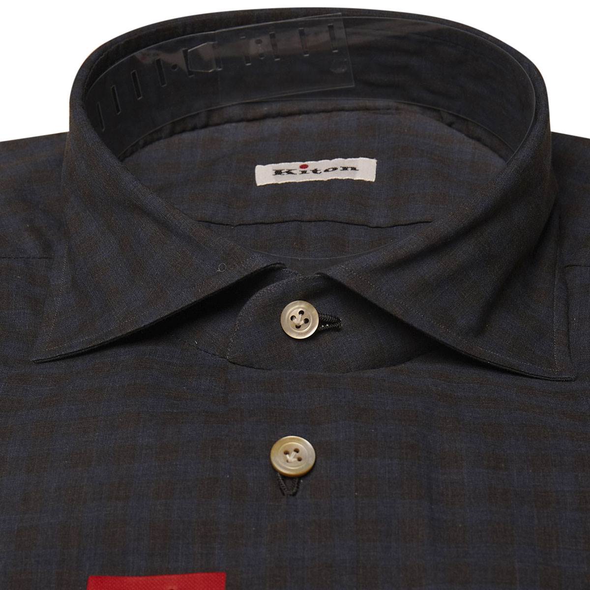 Kiton KITON Blue Gray Cotton Shirt Blue/Gray 001