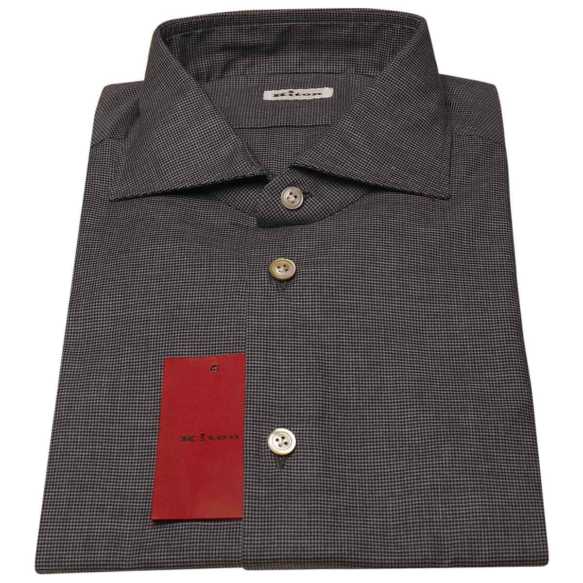 Kiton KITON Blue/Gray Cotton Shirt Blue/Gray 000