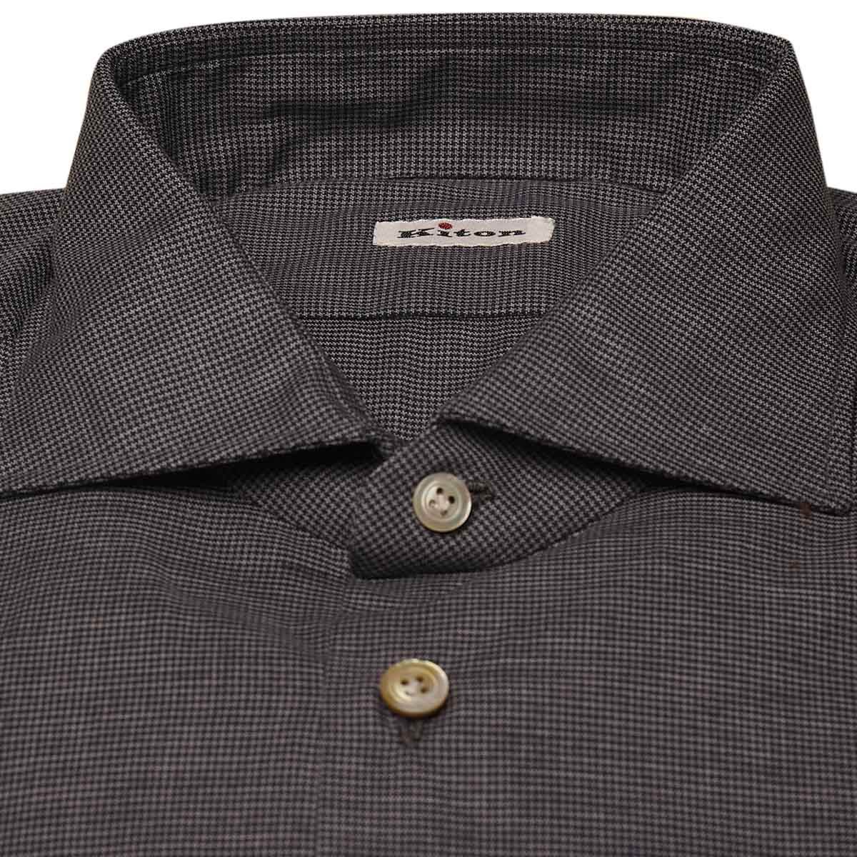 Kiton KITON Blue/Gray Cotton Shirt Blue/Gray 001