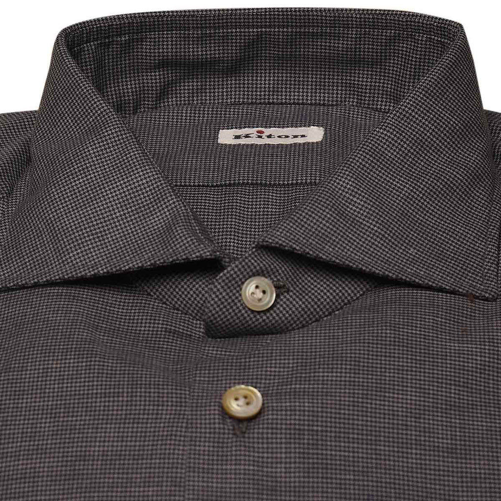 KITON Blue/Gray Cotton Shirt