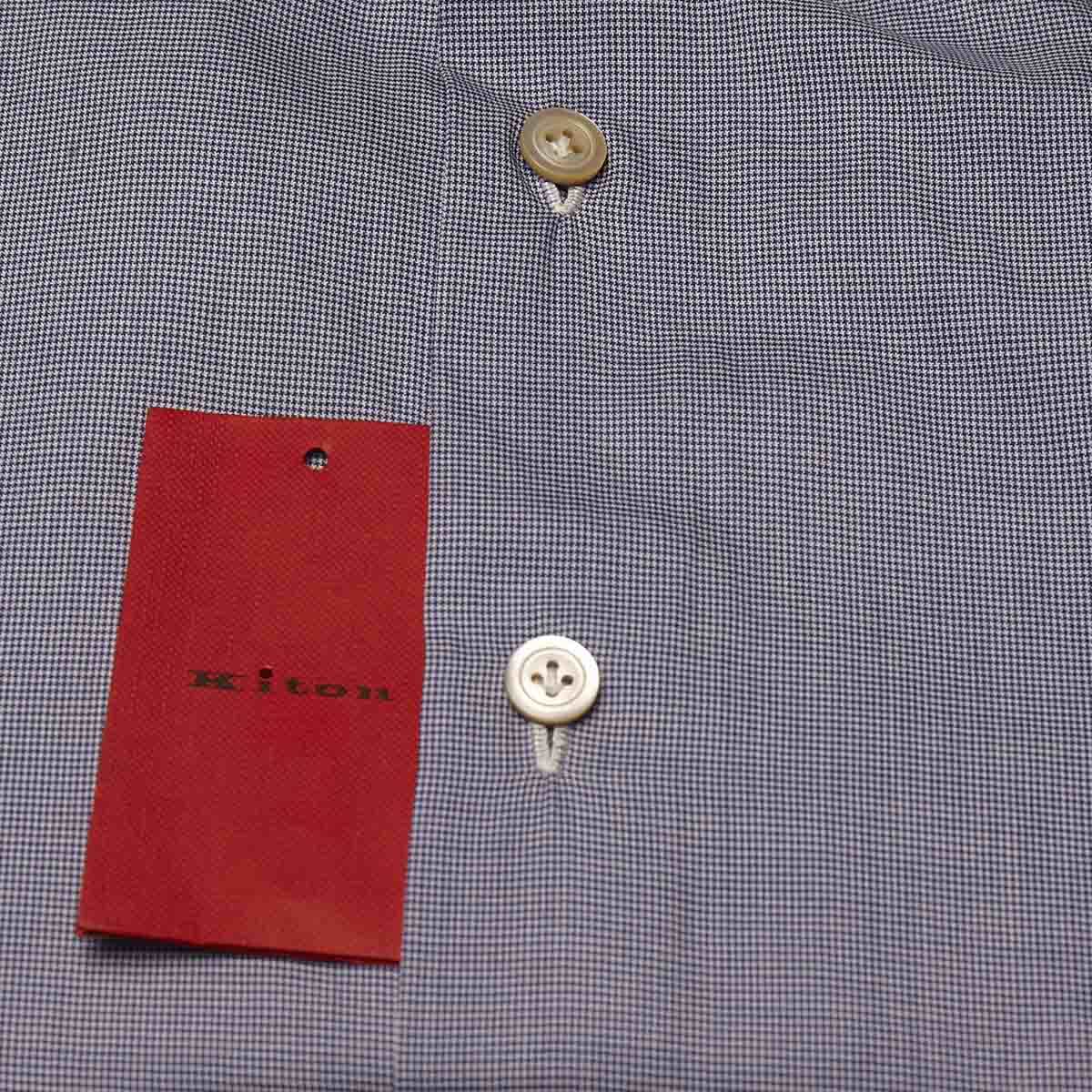 KITON Blue White Cotton Shirt