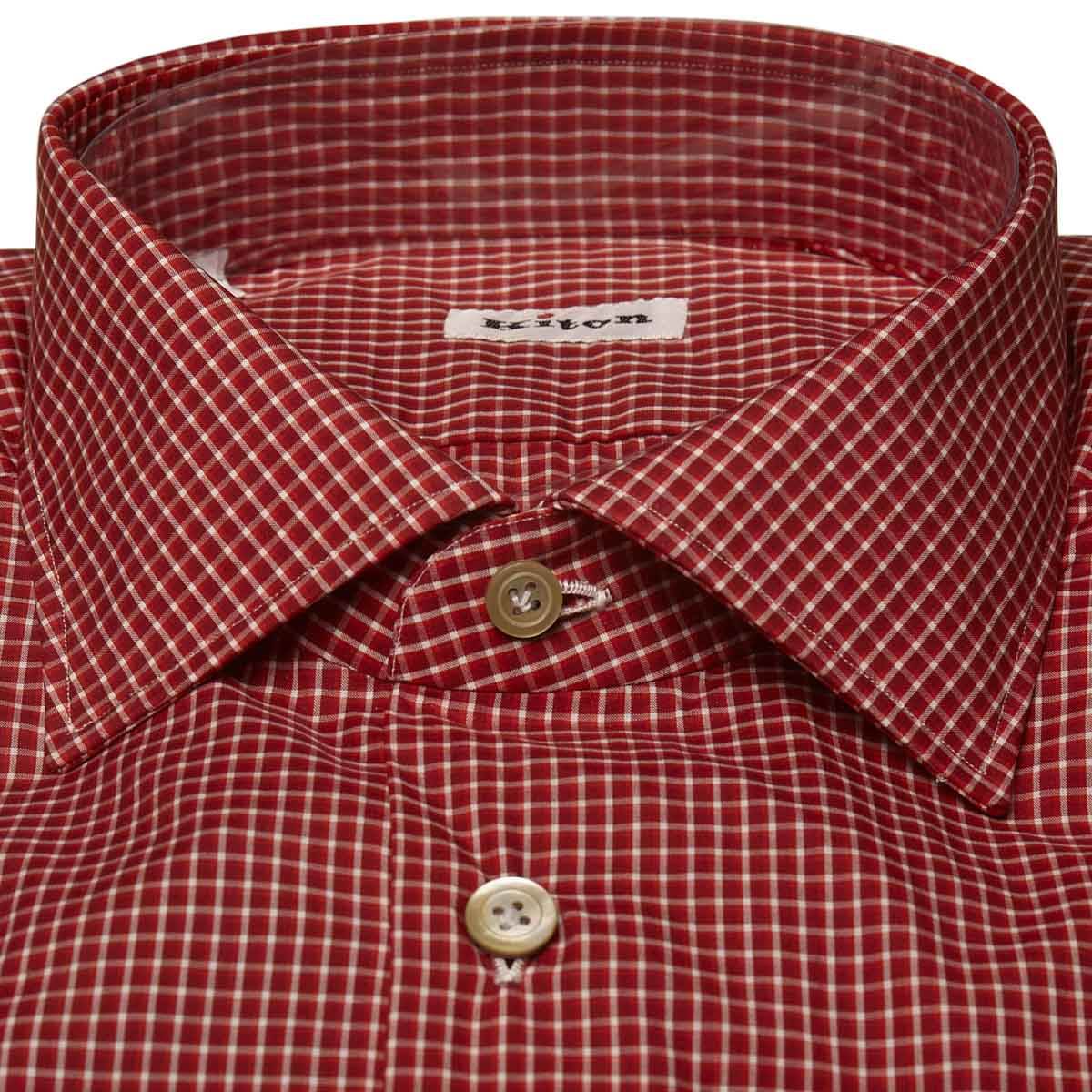 KITON Red White Cotton Shirt
