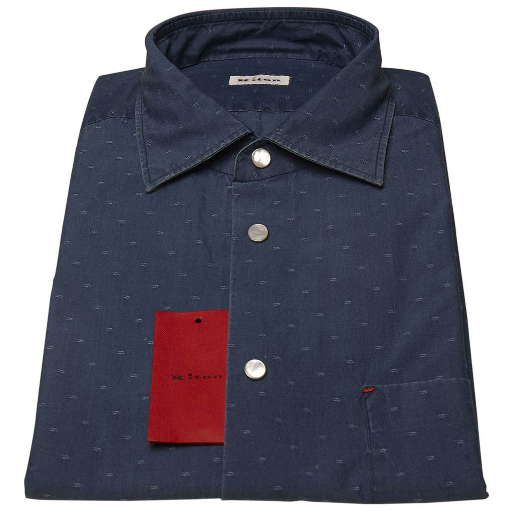KITON Blue Cotton Shirt