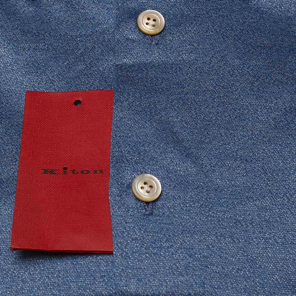 KITON Blue Cotton Shirt