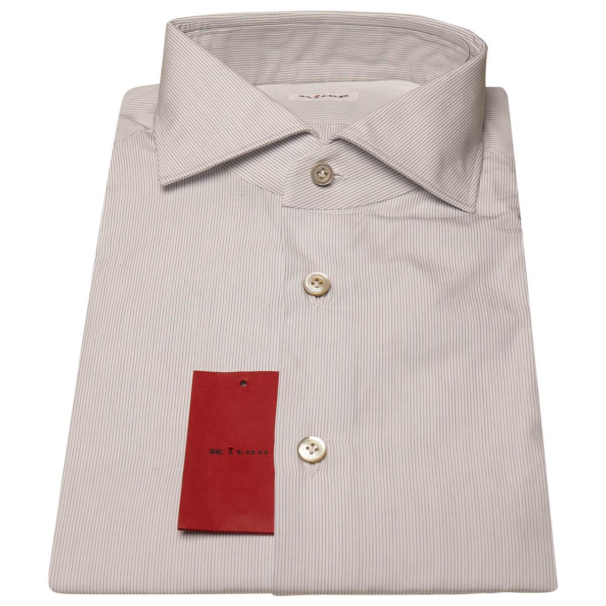 KITON Blue White Cotton Shirt