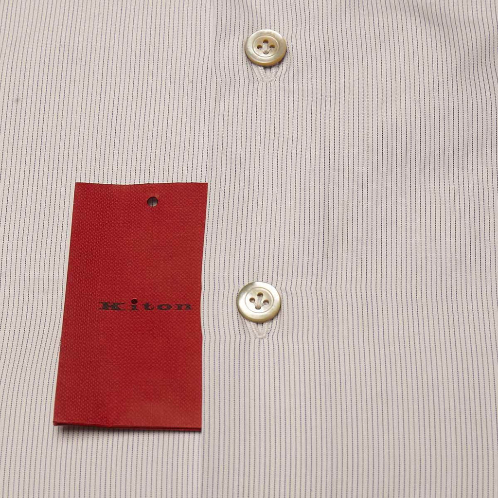 KITON Blue White Cotton Shirt