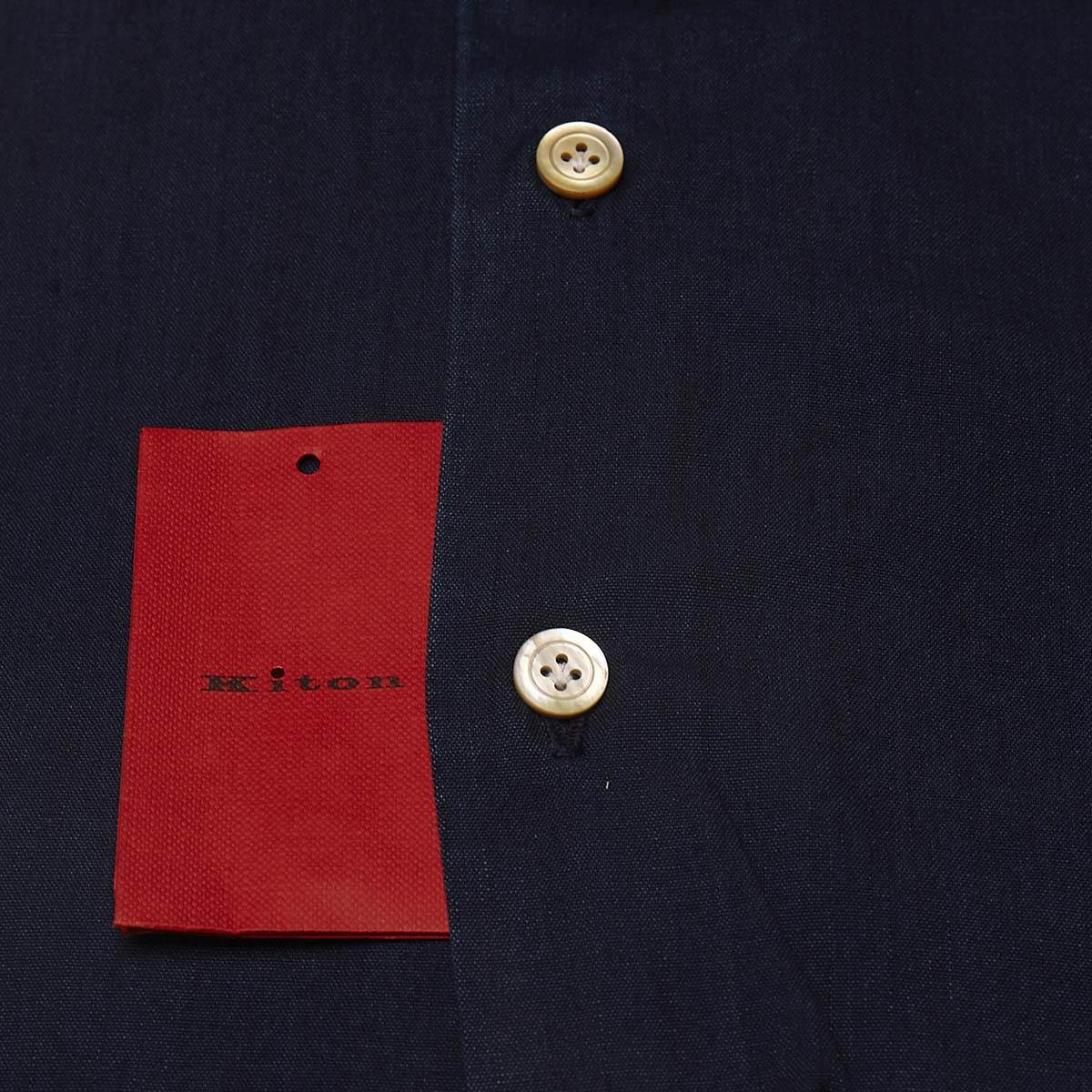 KITON Blue Cotton Lyocell Shirt