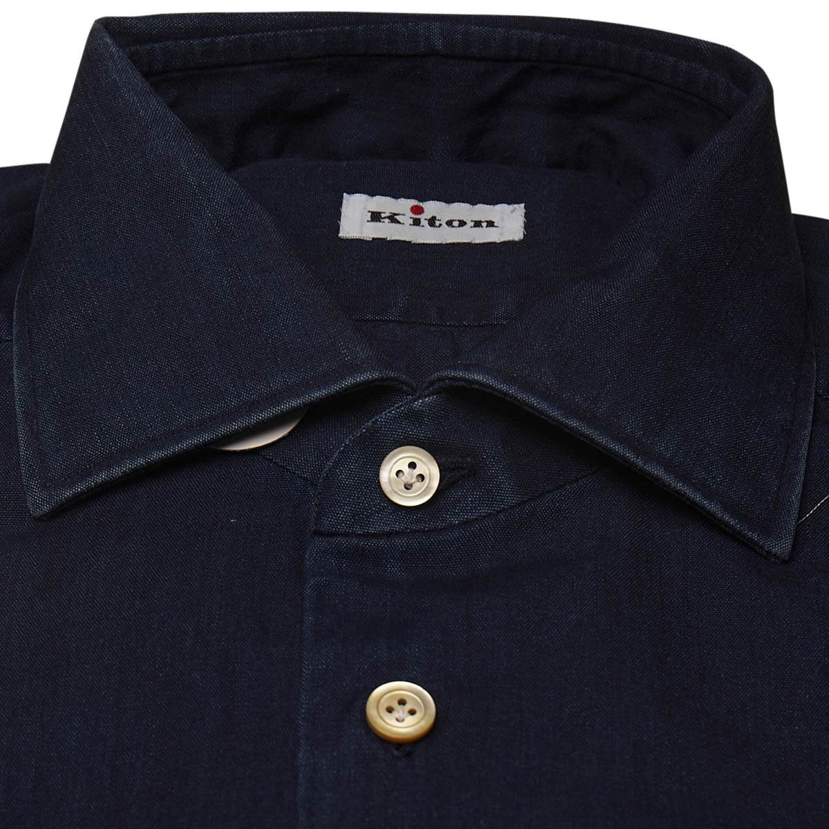 KITON Blue Cotton Lyocell Shirt