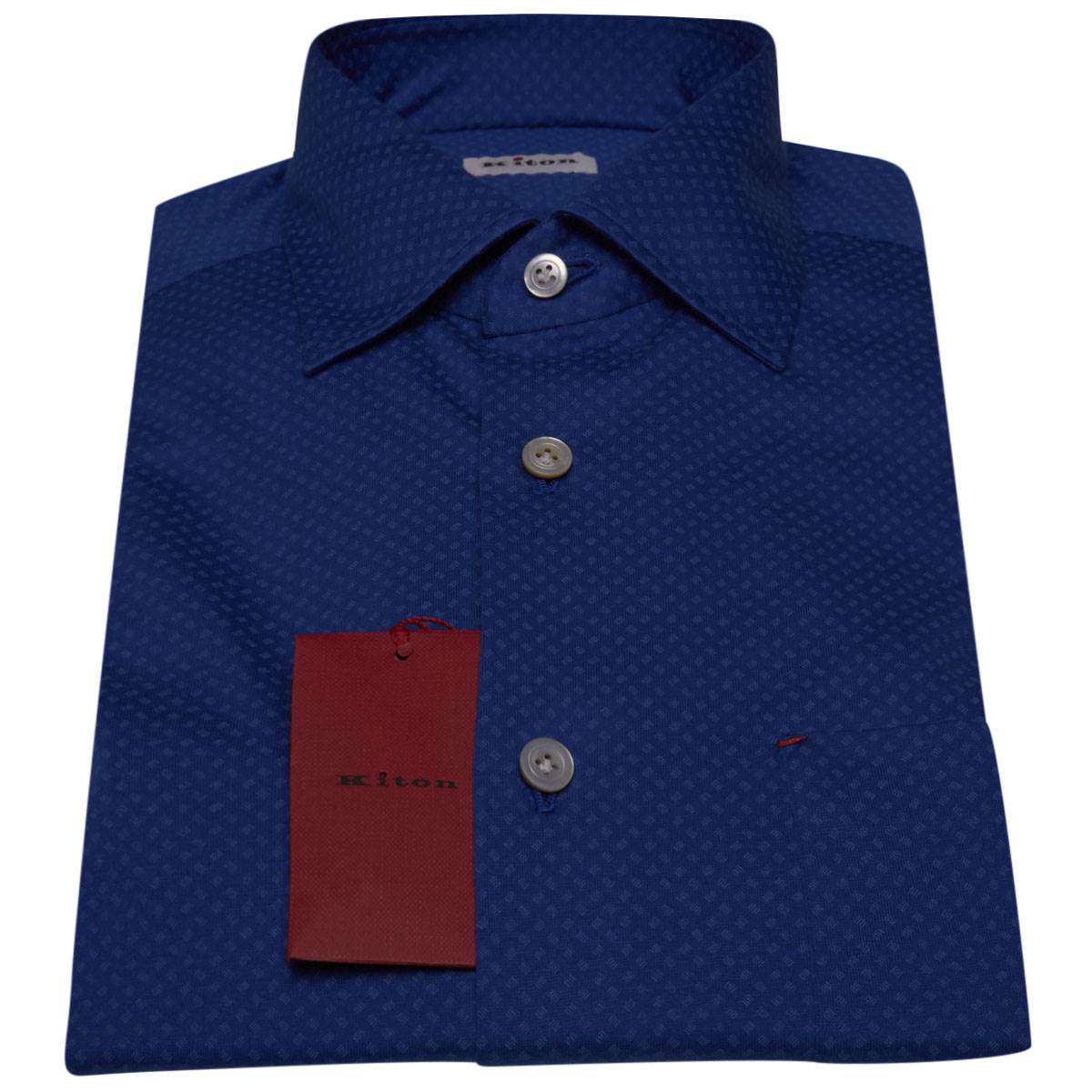 KITON Blue Cotton Shirt