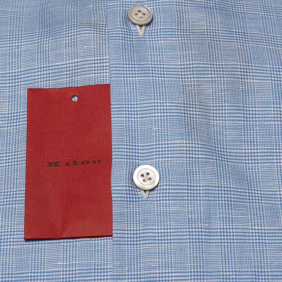 KITON Blue White Cotton Shirt