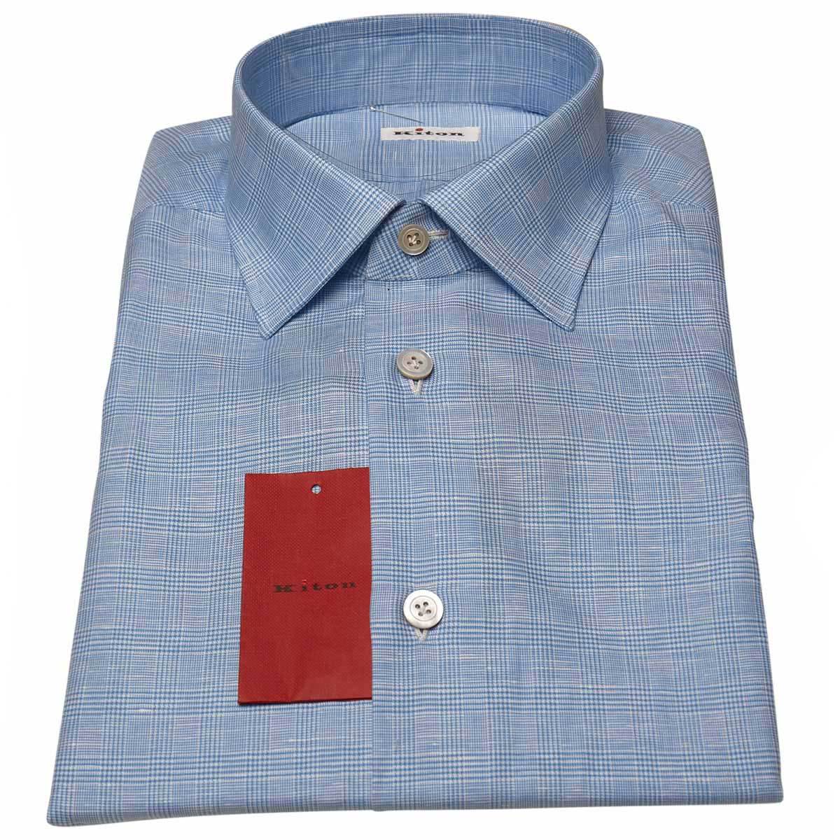 KITON Blue White Cotton Shirt