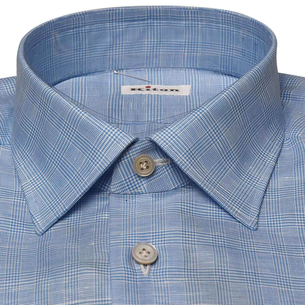 KITON Blue White Cotton Shirt