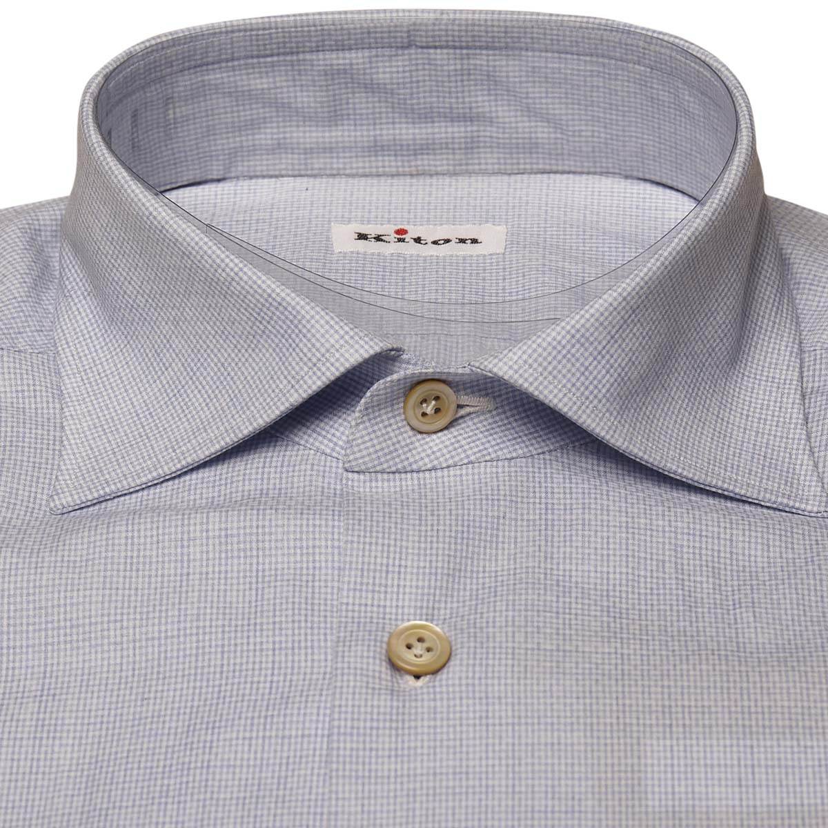 KITON Light Blue White Cotton Shirt