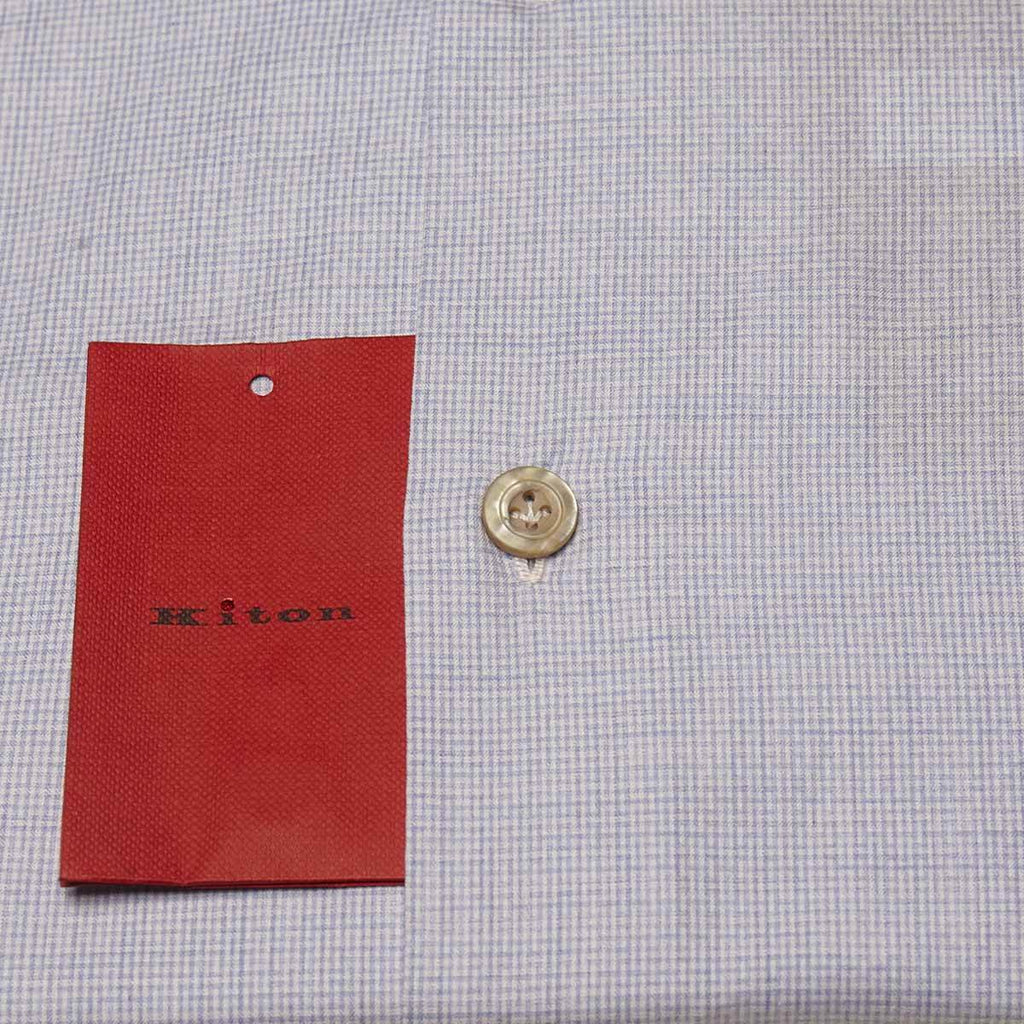 KITON Light Blue White Cotton Shirt