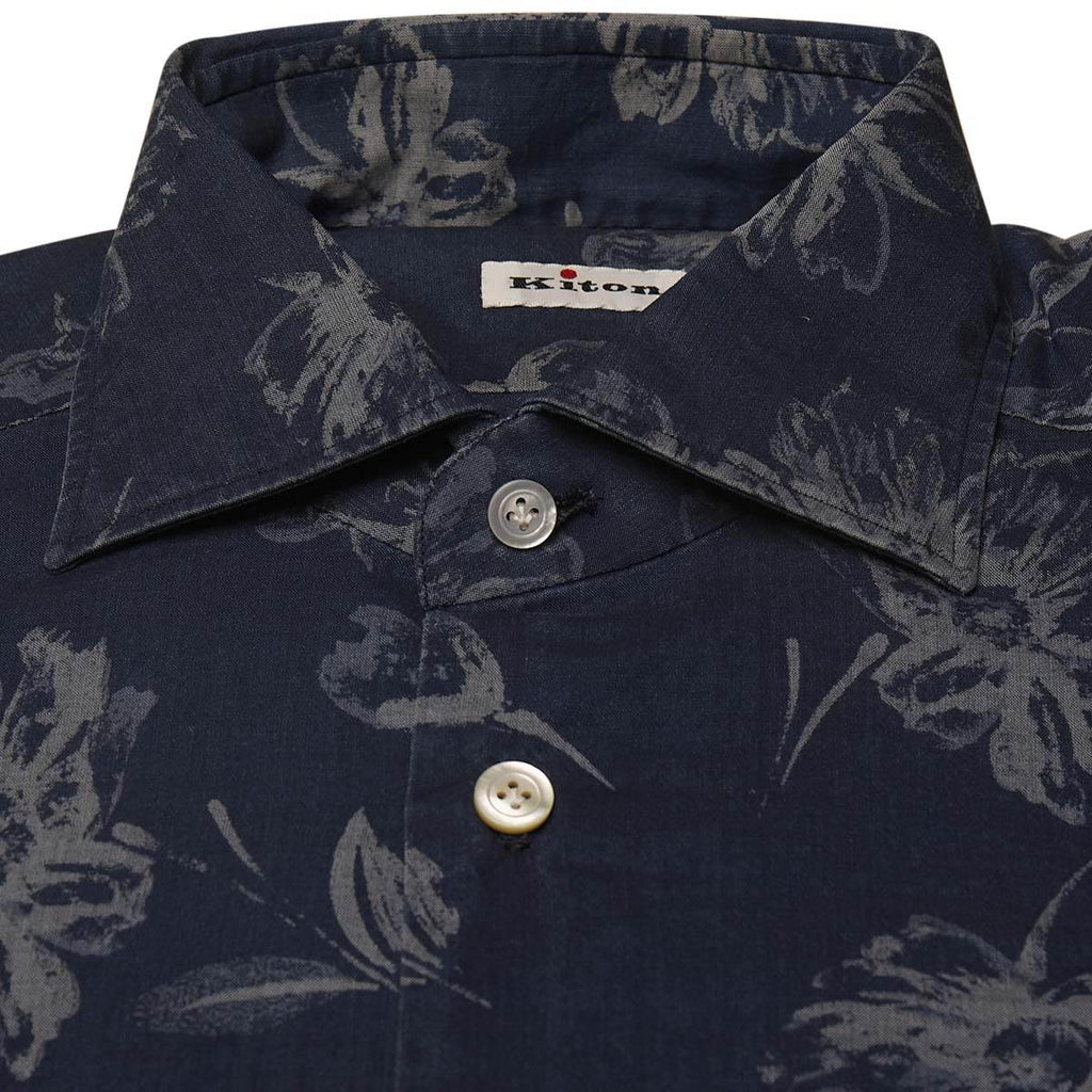 KITON Blue White Cotton Shirt