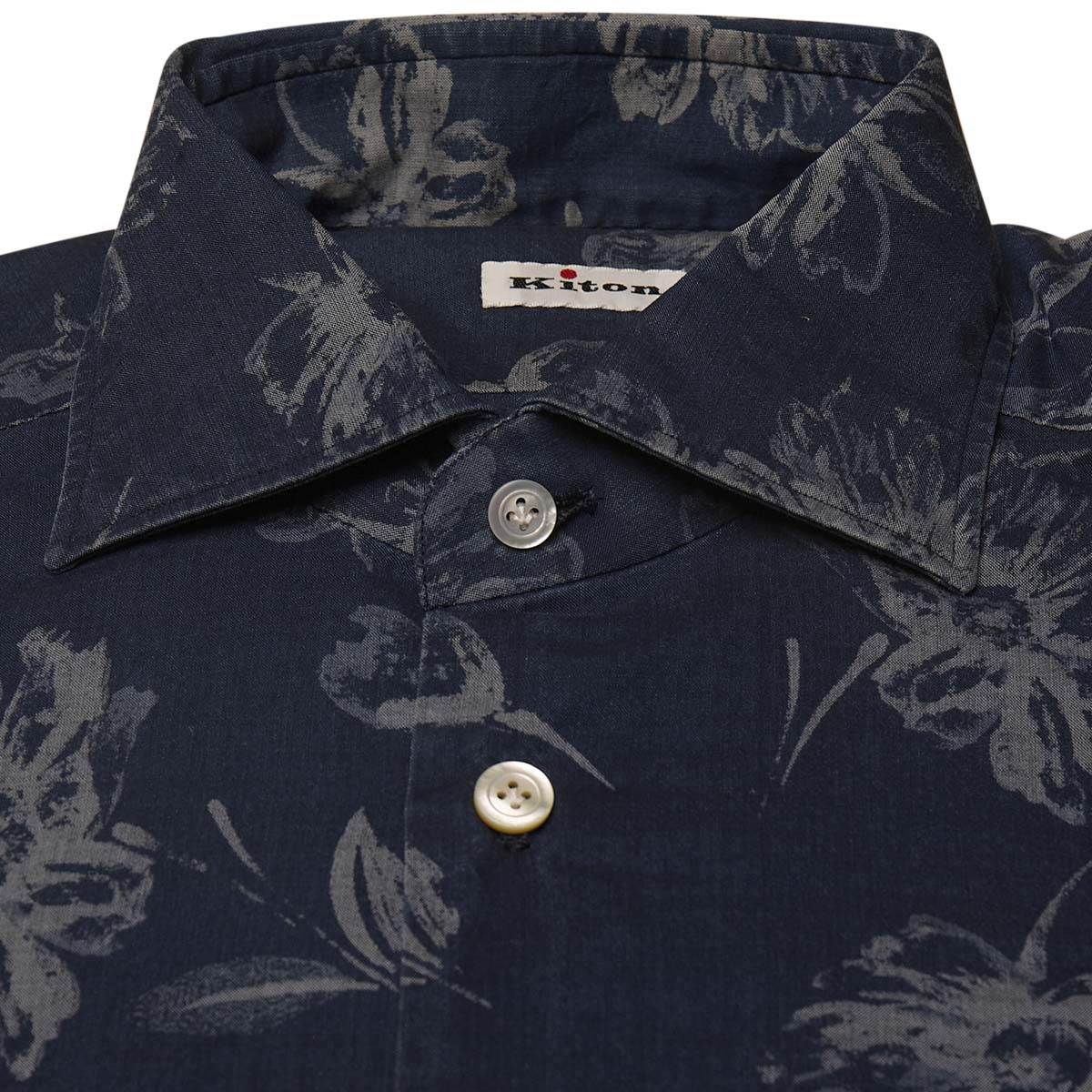KITON Blue White Cotton Shirt