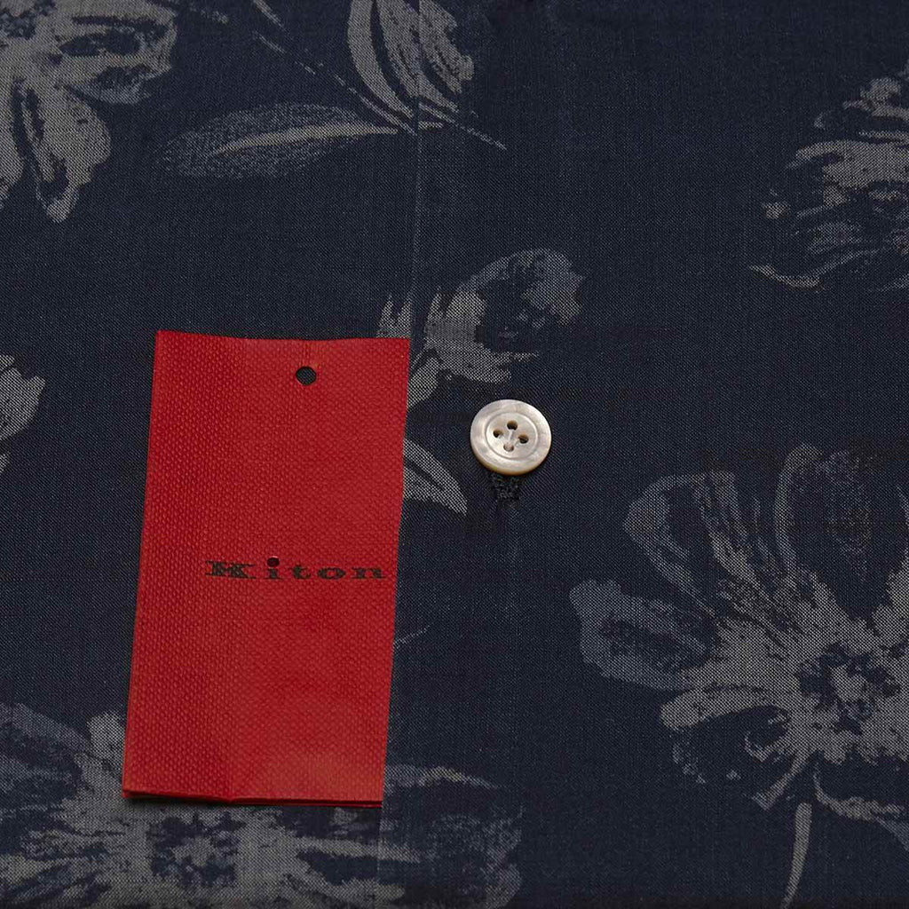 KITON Blue White Cotton Shirt