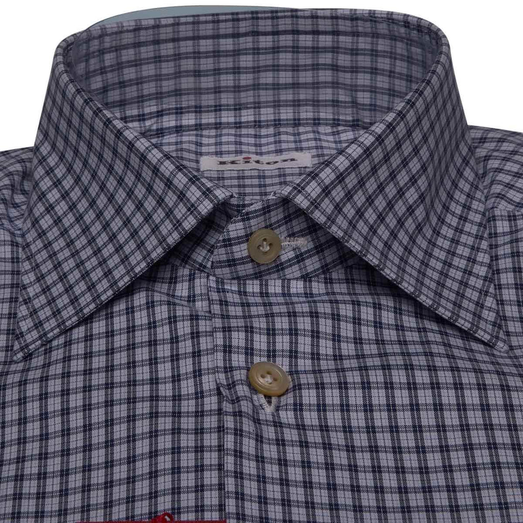 KITON Blue White Cotton Shirt