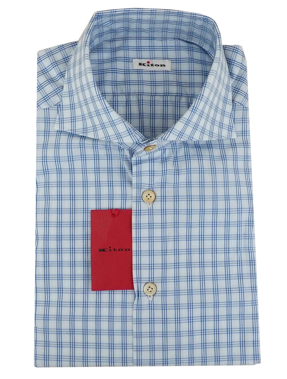 Kiton Kiton Blue White Cotton Shirt Blue / White 000