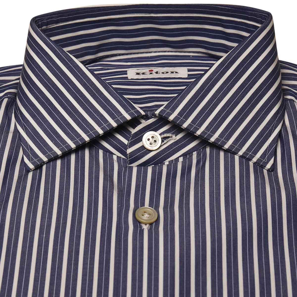Kiton KITON Blue White Cotton Shirt Blue/White 001