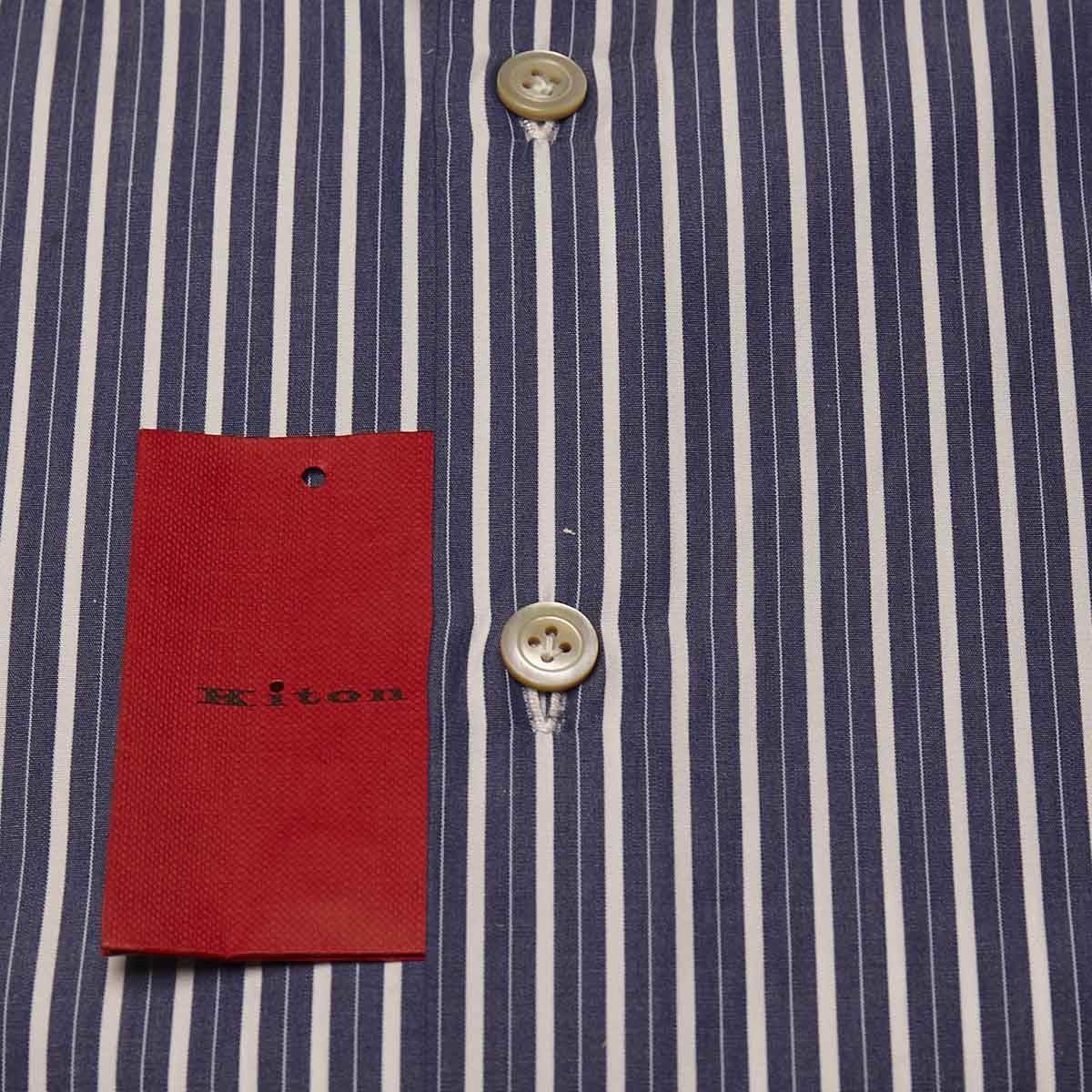 KITON Blue White Cotton Shirt