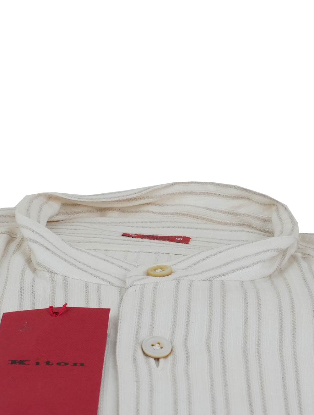 Kiton Beige White Linen Cotton Shirt