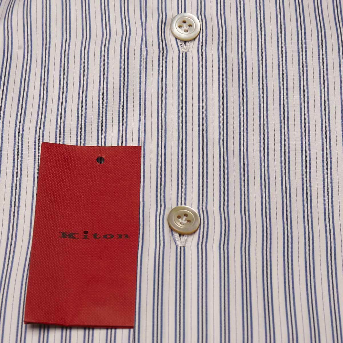 KITON Blue White Cotton Shirt