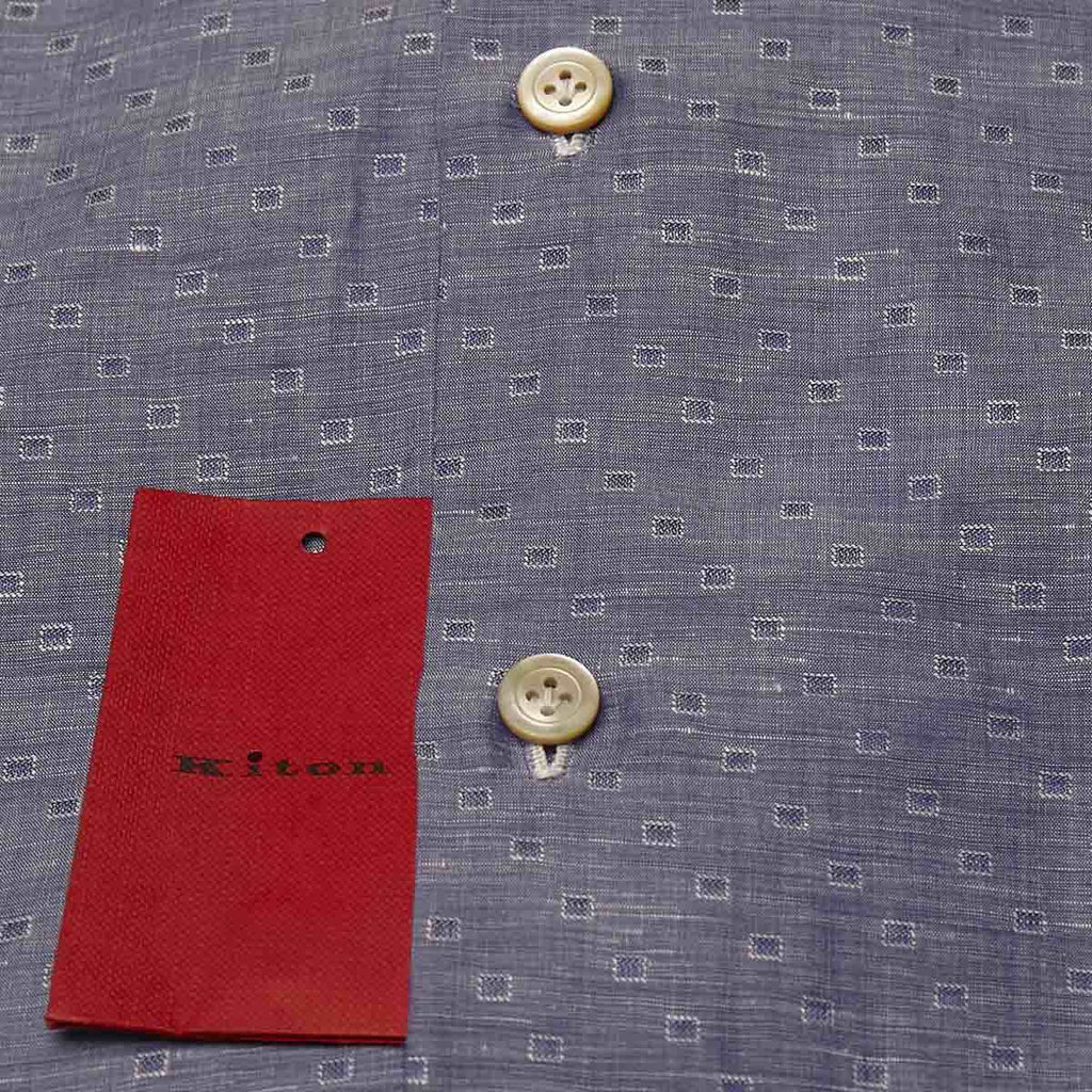 KITON Blue Linen Cotton Shirt