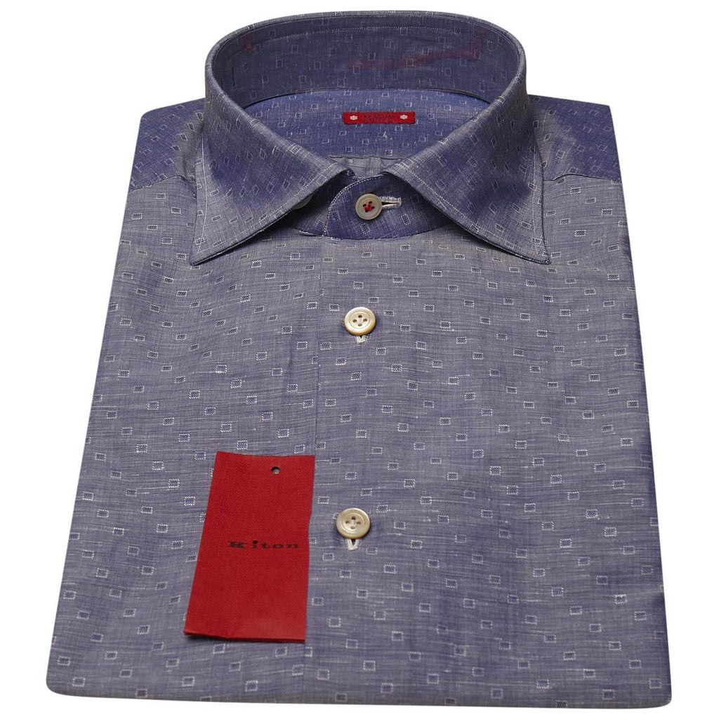 KITON Blue Linen Cotton Shirt