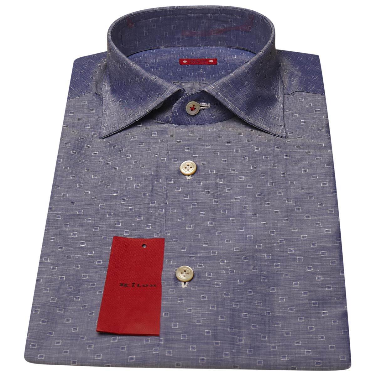 KITON Blue Linen Cotton Shirt