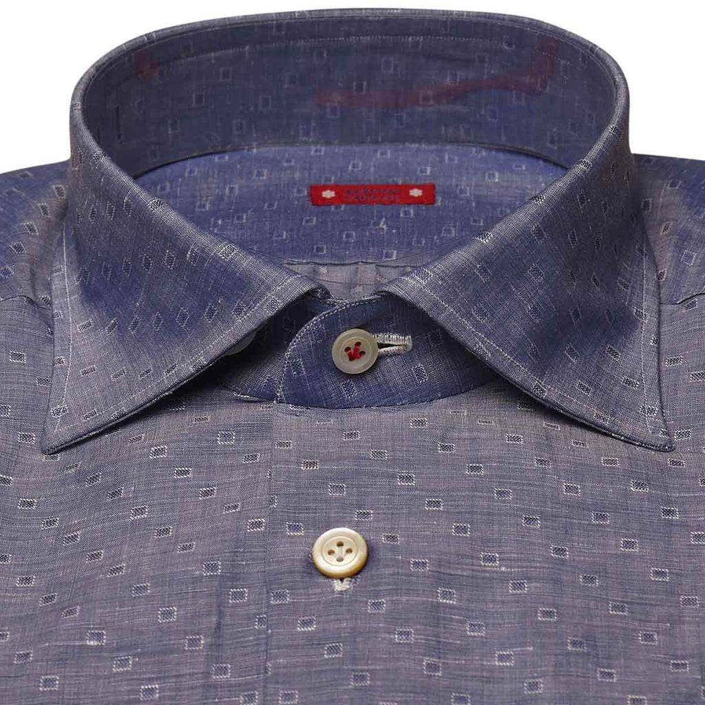 KITON Blue Linen Cotton Shirt
