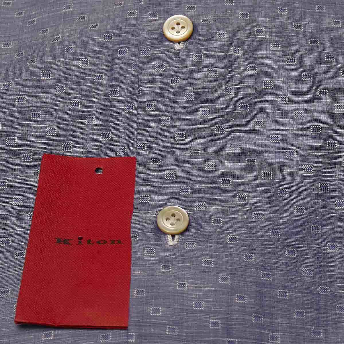KITON Blue Linen Cotton Shirt