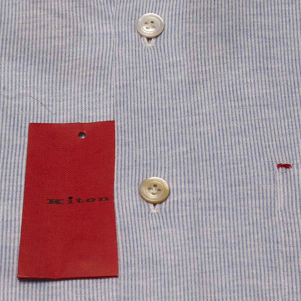 KITON Blue White Cotton Shirt