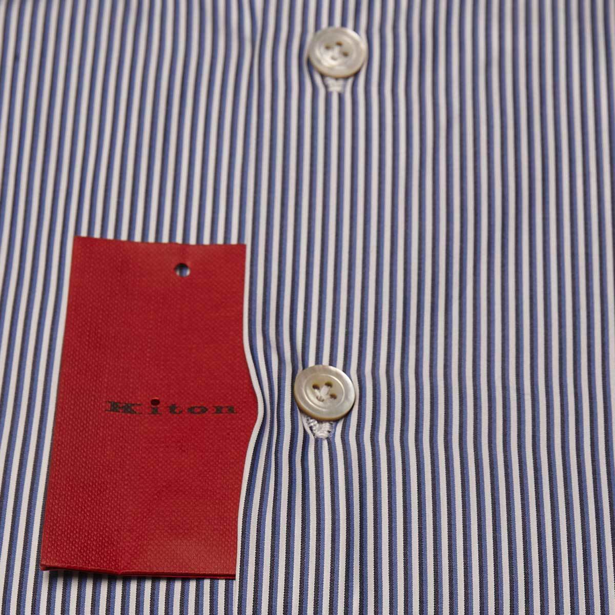 KITON Blue White Cotton Shirt