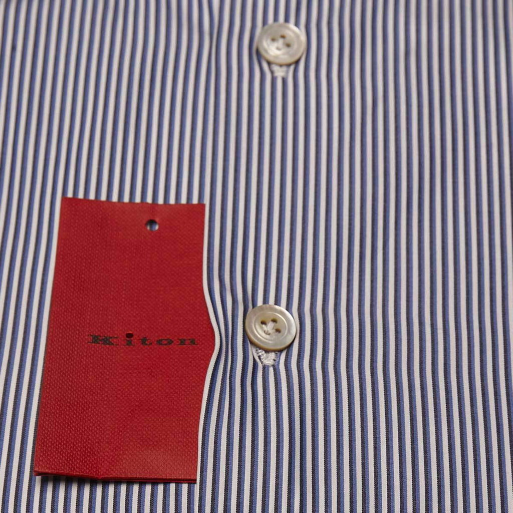 KITON Blue White Cotton Shirt