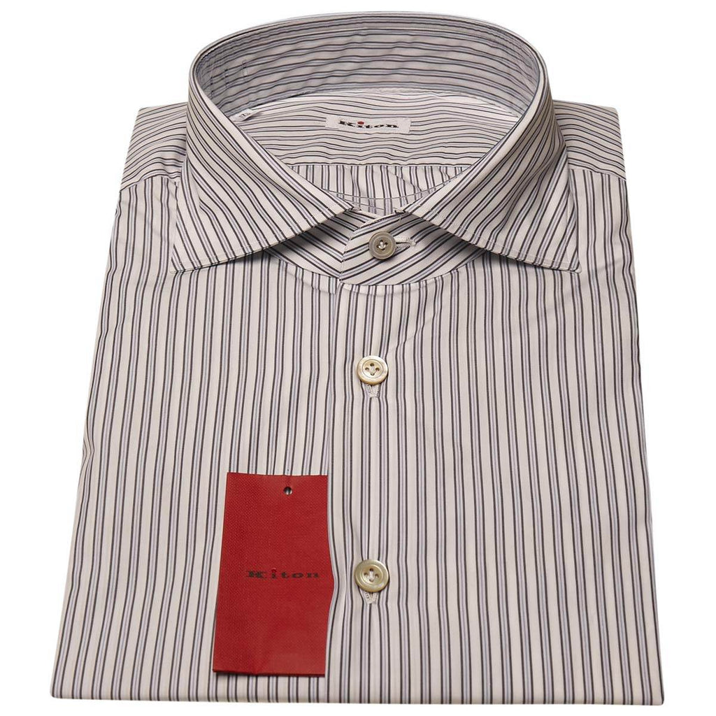 KITON Blue White Cotton Shirt